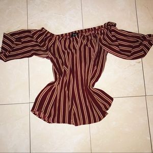 Wine Maroon pin-striped blouse